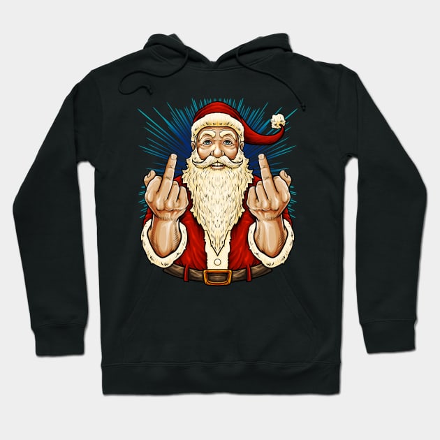 Santa Middle Finger Flip Off | St. Nick Christmas Hoodie by JakesRWild
